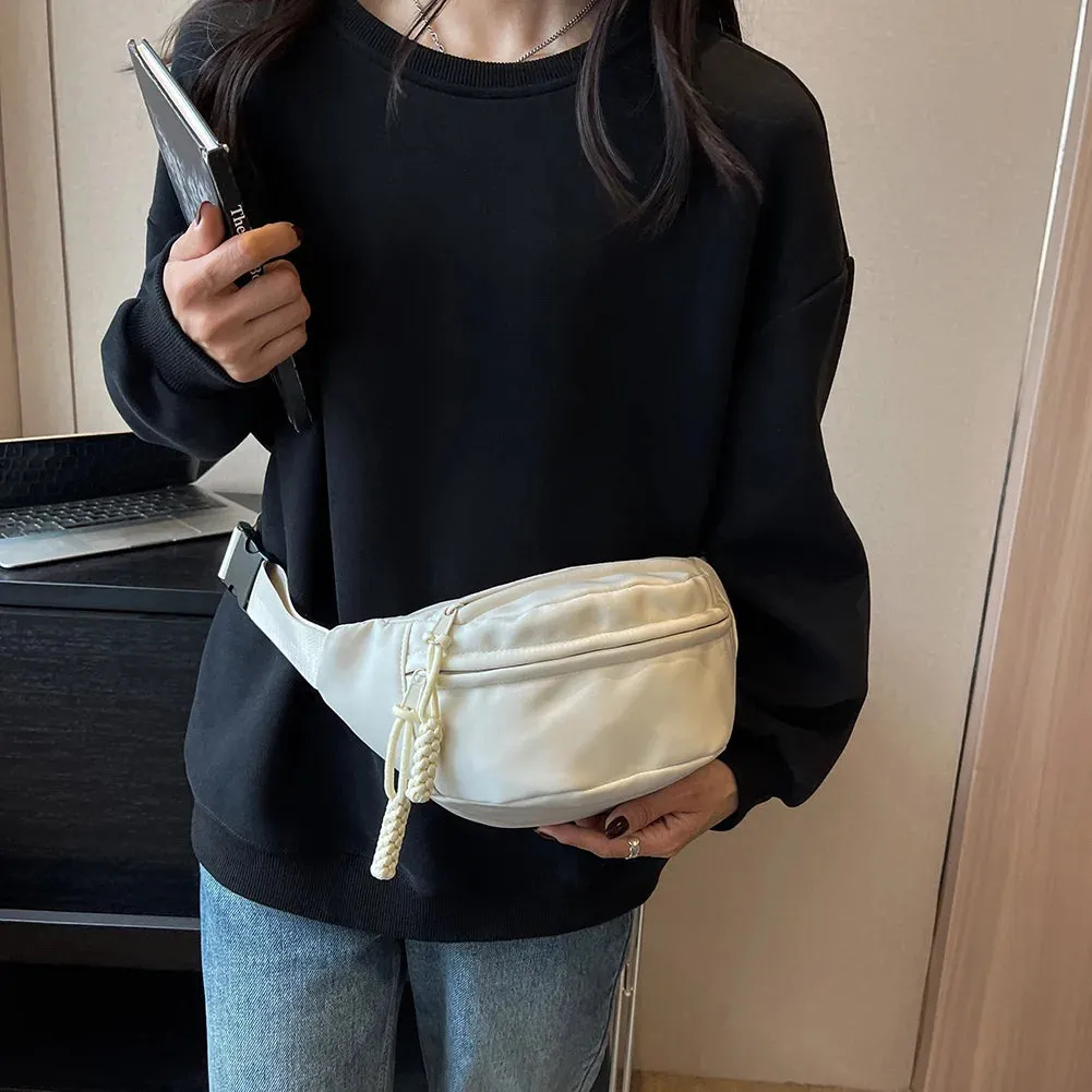 11379 1c-028 Bolso de pecho de plátano para mujer, bandolera de lona para correr, riñonera informal deportiva