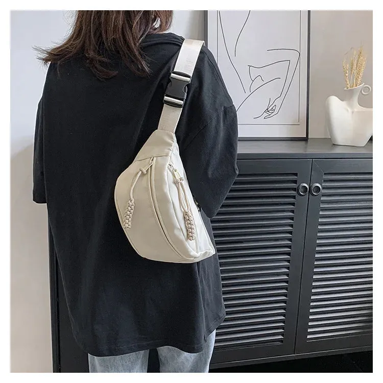 11379 1c-028 Bolso de pecho de plátano para mujer, bandolera de lona para correr, riñonera informal deportiva