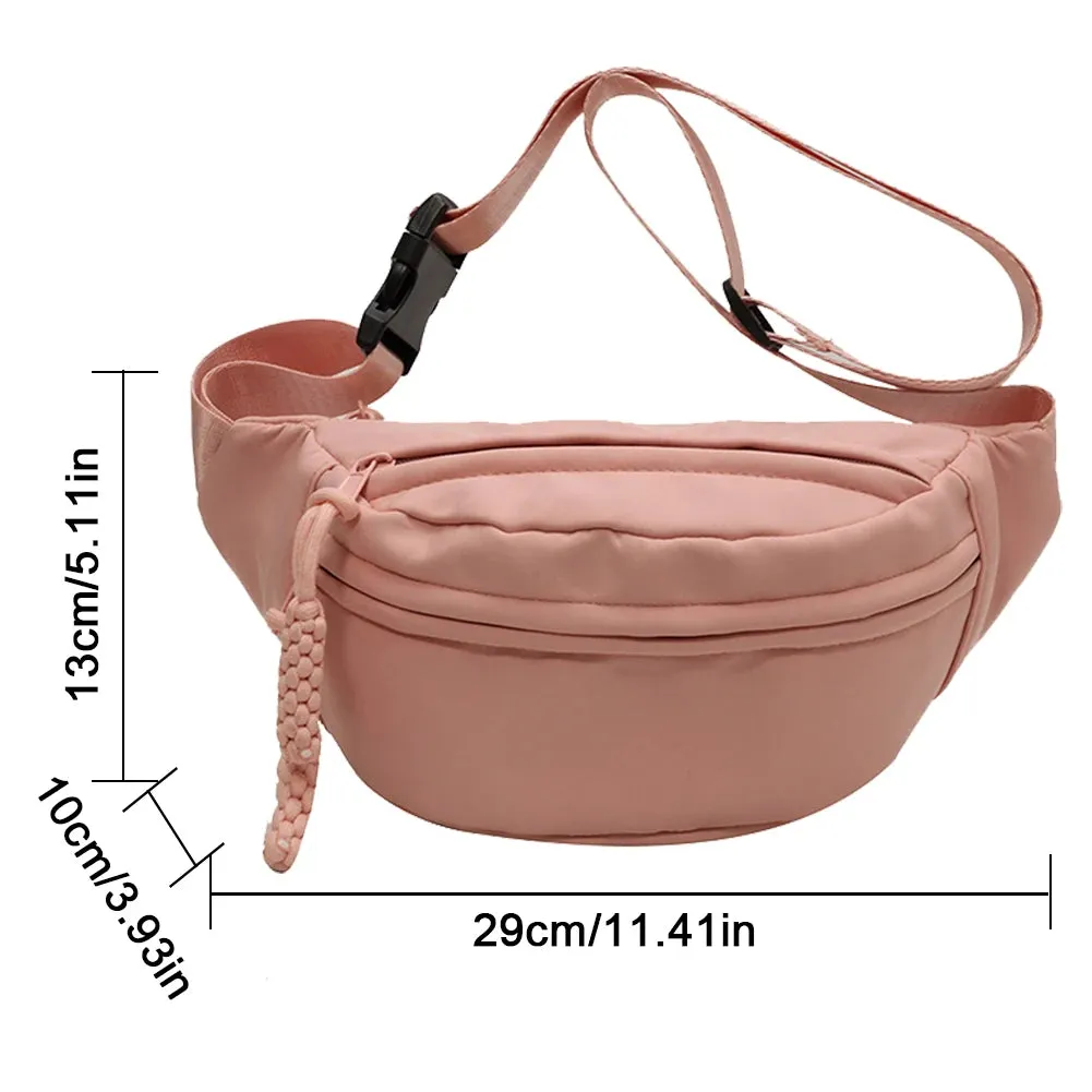 11379 1c-028 Bolso de pecho de plátano para mujer, bandolera de lona para correr, riñonera informal deportiva