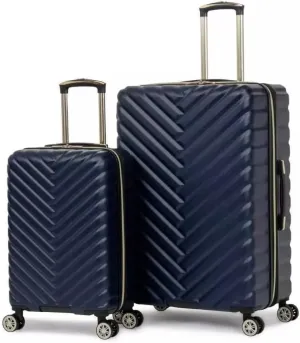 2-Piece Luggage Set with Accessory Pockets, 30 in Navy Hardside Suitcase with Wheels - Travel Essential, 2 Piece Luggage Sets with Spinner Wheels, Luggage Sets,