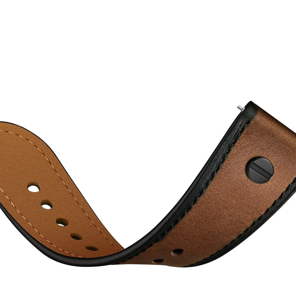 22mm Universal Leather Strap with Screw (Dark Brown)