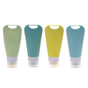 4Pack Travel Size Toiletries Kit - TSA Approved 3oz Leak Proof Refillable Squeeze Bottles for Toiletries | Essential Cosmetic Container Kits with Toiletry Bag - Holes-Fan
