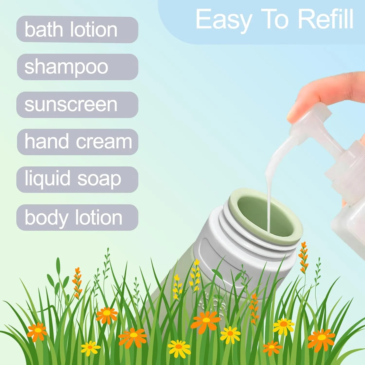 4Pack Travel Size Toiletries Kit - TSA Approved 3oz Leak Proof Refillable Squeeze Bottles for Toiletries | Essential Cosmetic Container Kits with Toiletry Bag - Holes-Fan