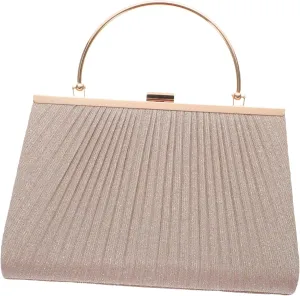 BESTYASH Compact Party Handbag Small in Size Glitter Clutch Purse Portable Evening Bag Pleated Evening Bag Wedding Party Prom Purse