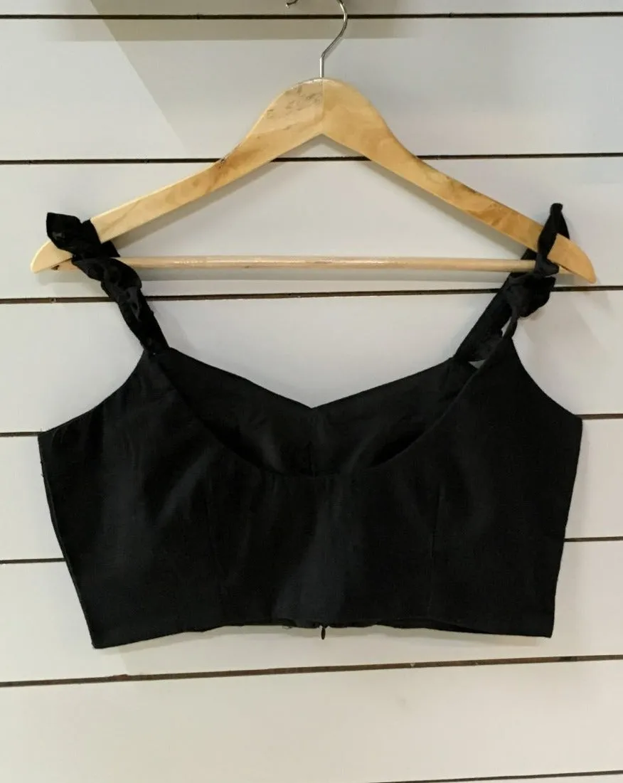 Black Curly Sleeveless Readymade Blouse