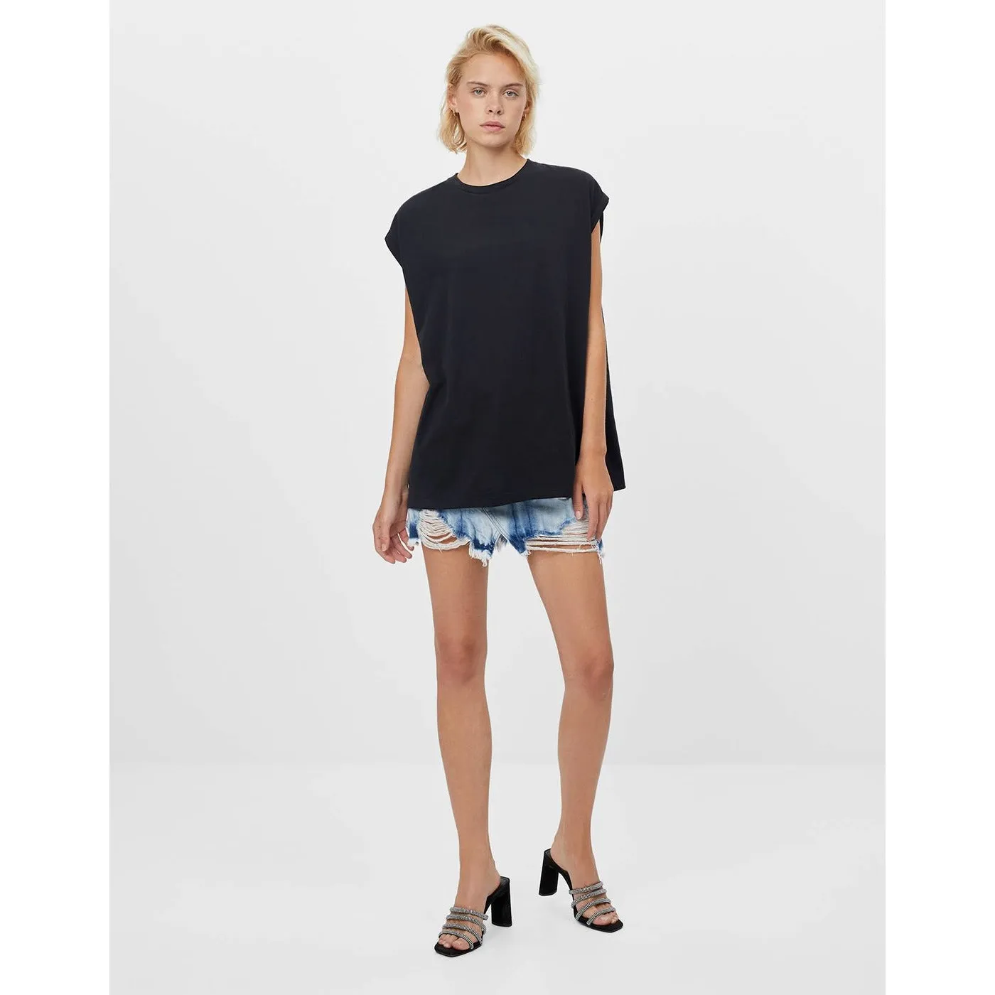Black Sleeveless Oversized Tshirt