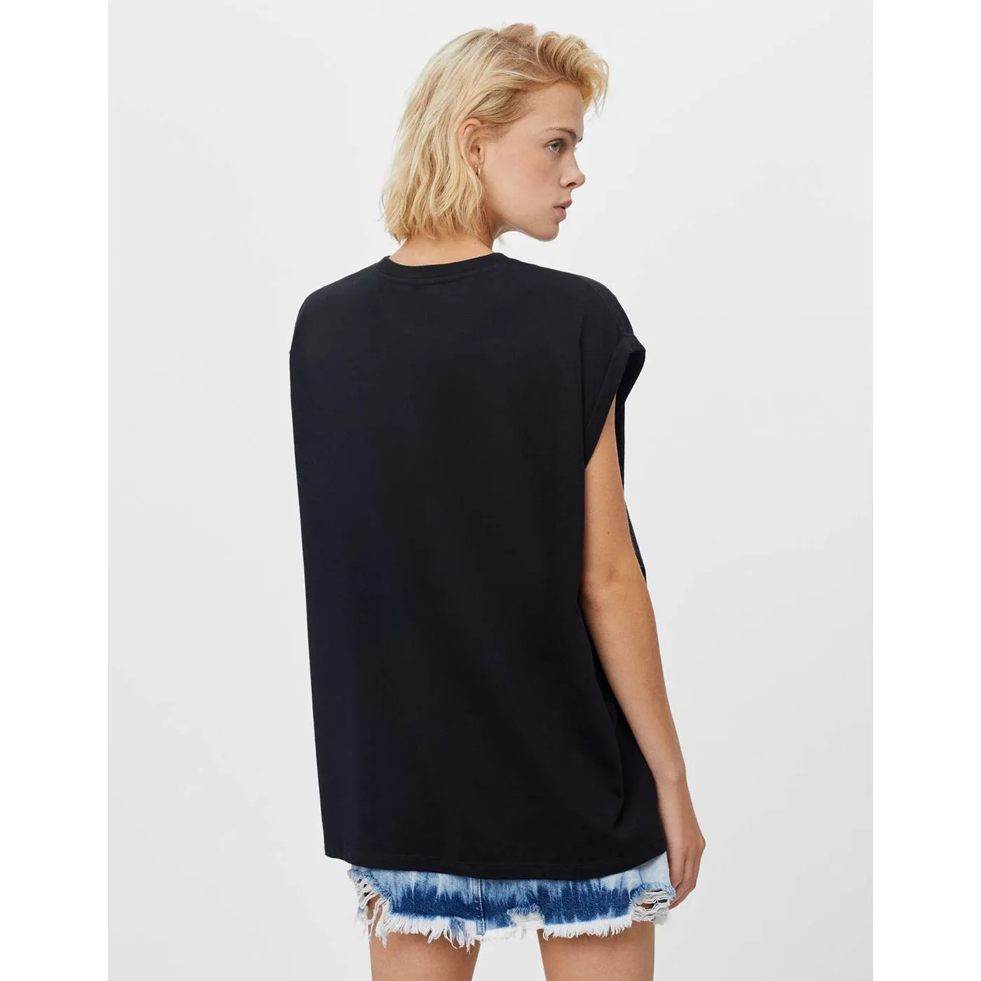 Black Sleeveless Oversized Tshirt