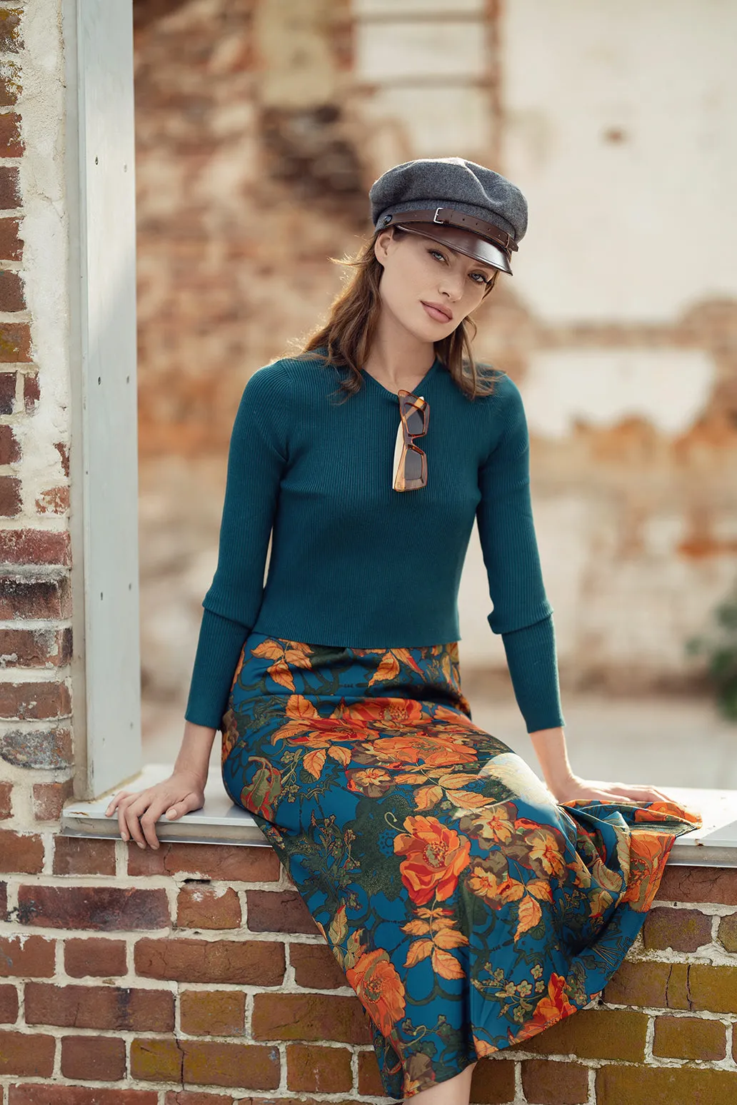 Bliss Satin Slip Dress Combo Teal Floral