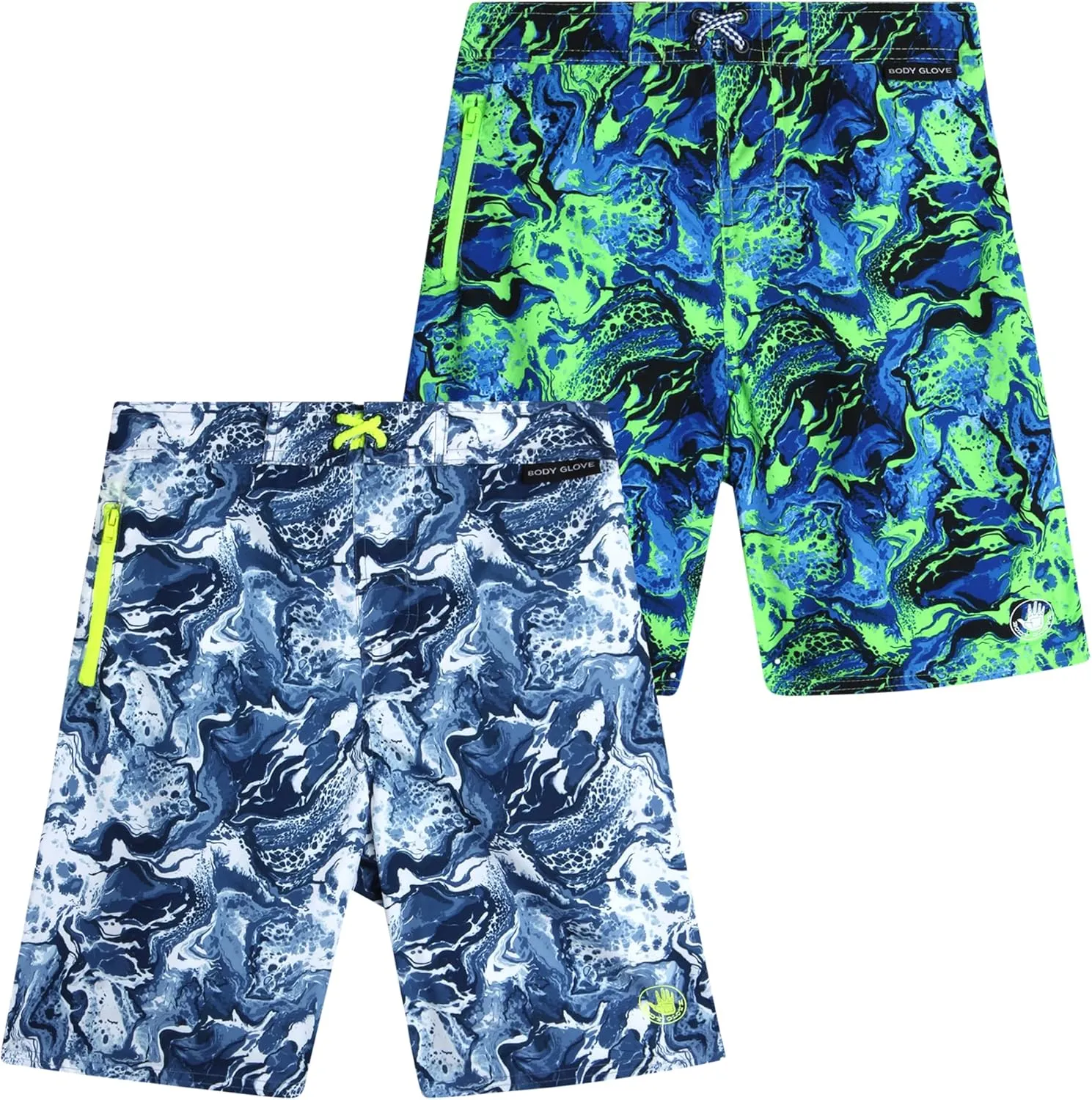 Body Glove Boys' Board Shorts  2 Pack UPF 50  Quick Dry Bathing Suit Swim Trunk (Size: 8-18)