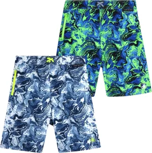 Body Glove Boys' Board Shorts  2 Pack UPF 50  Quick Dry Bathing Suit Swim Trunk (Size: 8-18)