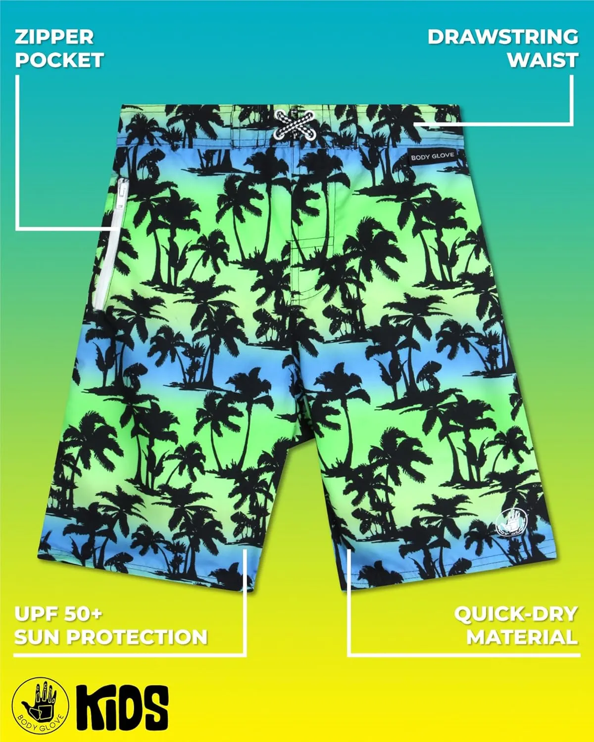 Body Glove Boys' Board Shorts  2 Pack UPF 50  Quick Dry Bathing Suit Swim Trunk (Size: 8-18)