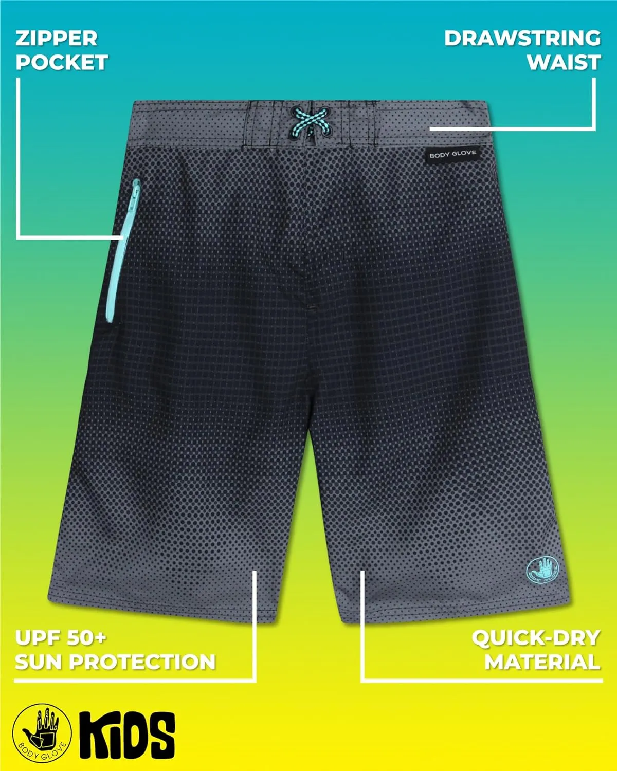 Body Glove Boys' Board Shorts  2 Pack UPF 50  Quick Dry Bathing Suit Swim Trunk (Size: 8-18)