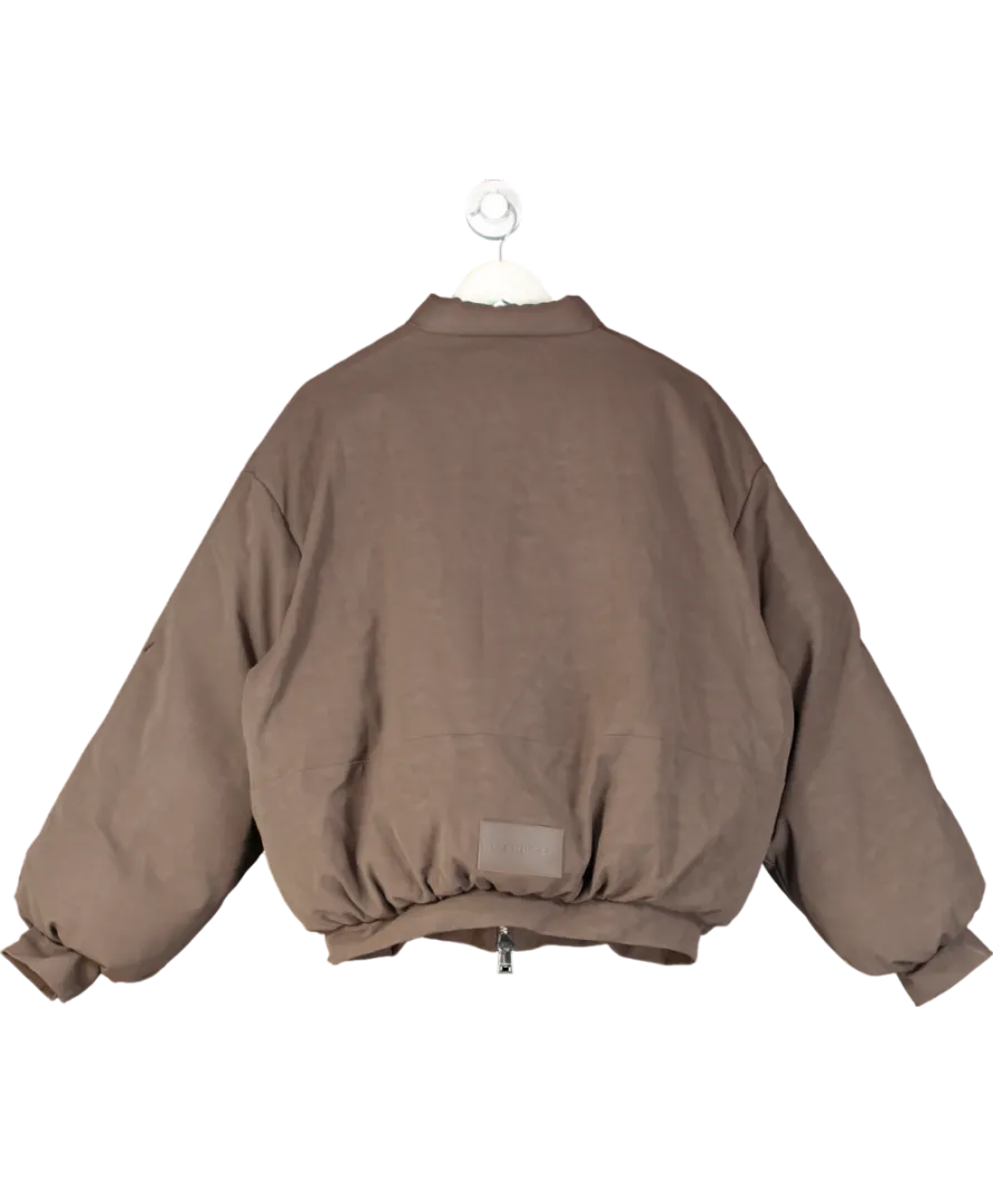Brown Cernucci Pu Puffer Bomber Jacket UK S