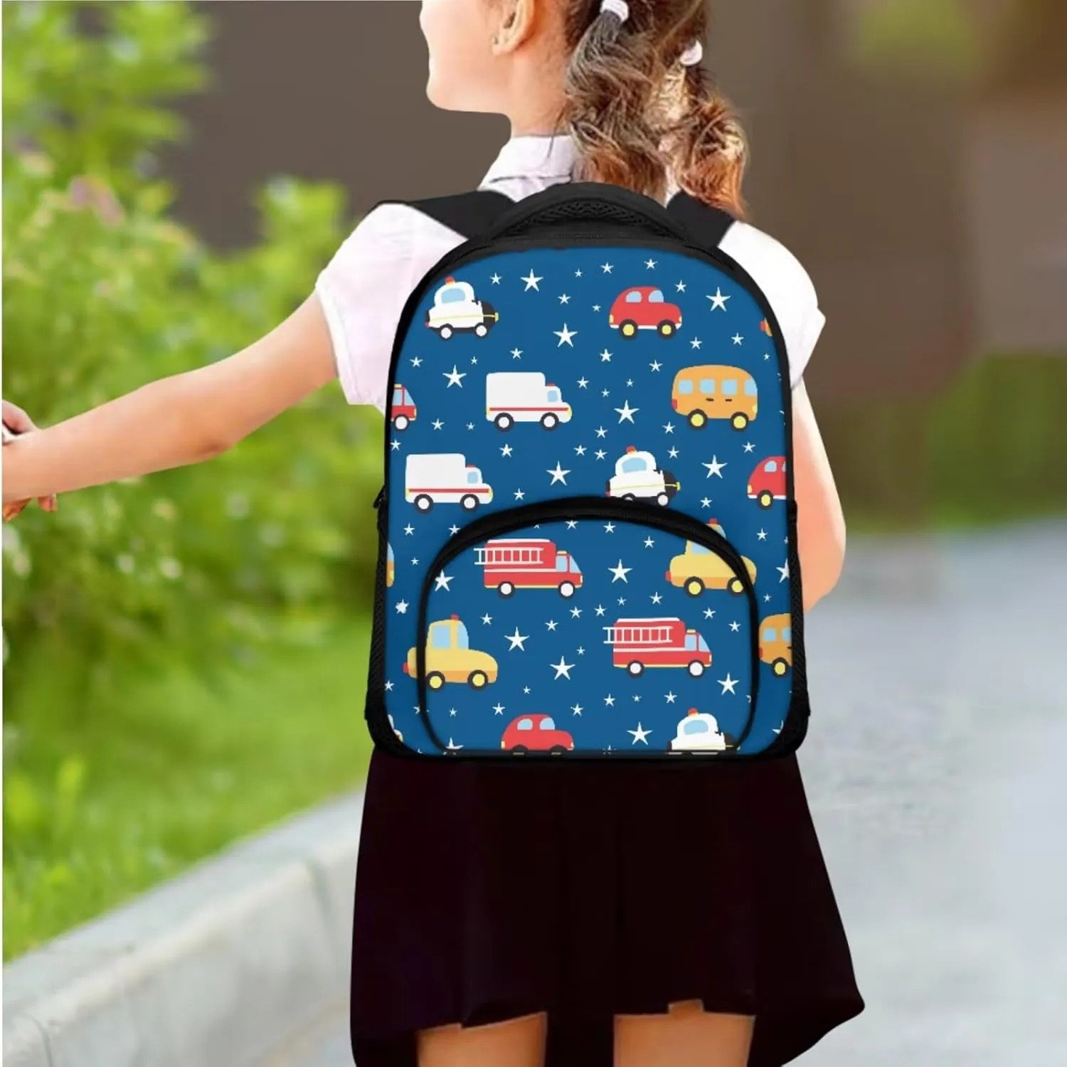Car Backpack Toddler Boy 2 Pcs Star School Bag for Boys 5-6 Years Old Lightweight 12 Inch Diaper Backpack with Two Compartments Kindergarten Essential
