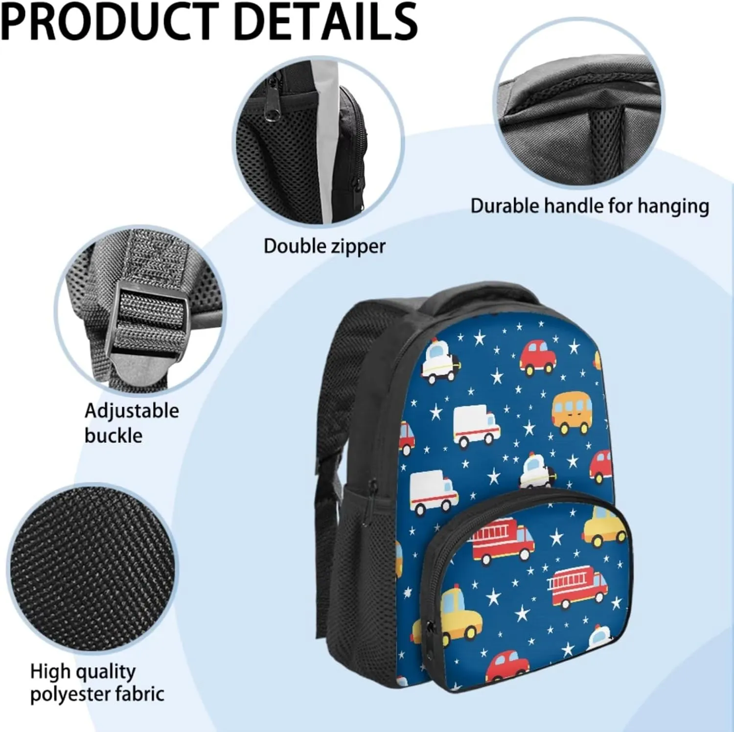 Car Backpack Toddler Boy 2 Pcs Star School Bag for Boys 5-6 Years Old Lightweight 12 Inch Diaper Backpack with Two Compartments Kindergarten Essential