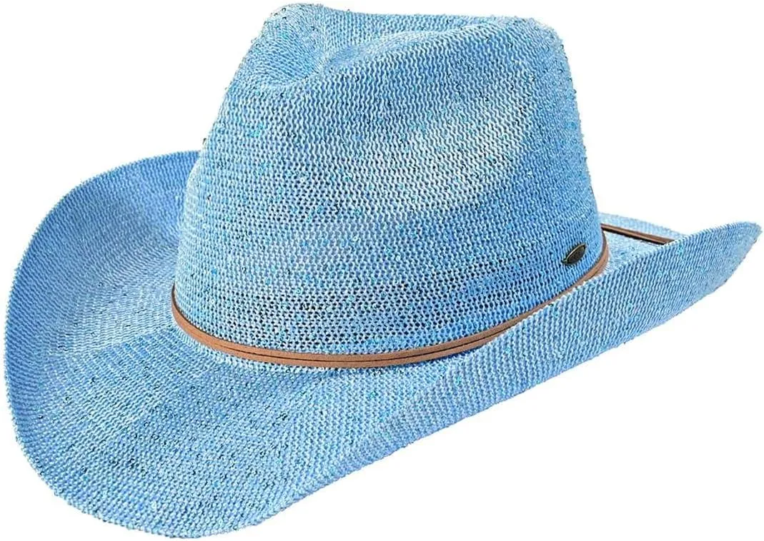 C.C Sparkly Sequin Cowboy Hat with Suede String Trim