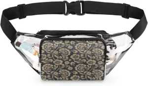 Clear Fanny Pack Stadium Approved Adjustable Compact Flowers Clear Belt Bag Cute Waist Pouch for Women Men Travel Sports Events Hiking Concerts