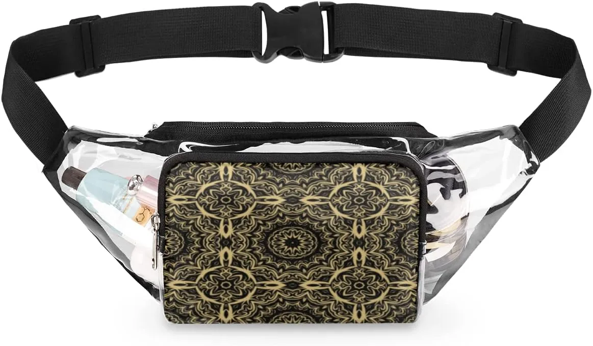 Clear Fanny Pack Stadium Approved Adjustable Compact Pattern Clear Belt Bag Cute Waist Pouch for Women Men Travel Sports Events Hiking Concerts