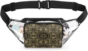 Clear Fanny Pack Stadium Approved Adjustable Compact Pattern Clear Belt Bag Cute Waist Pouch for Women Men Travel Sports Events Hiking Concerts