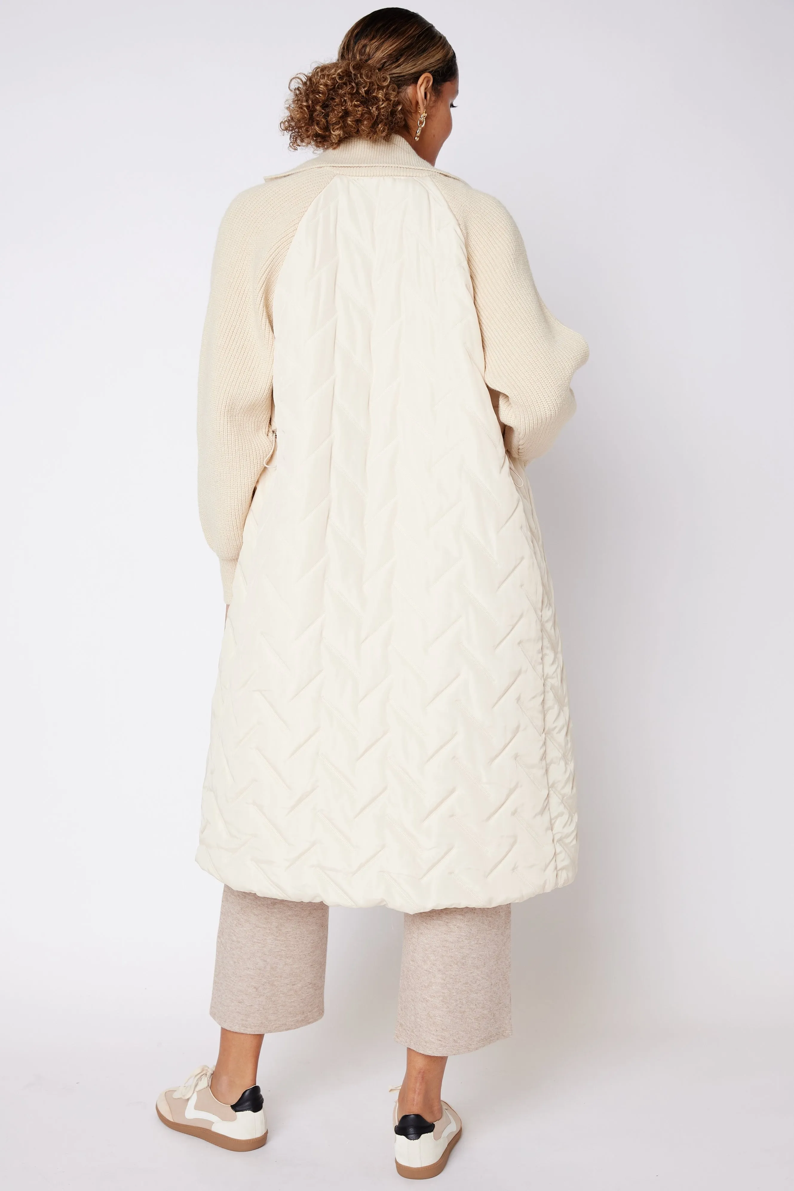 Collin Puffer Knit Mixed Media Coat