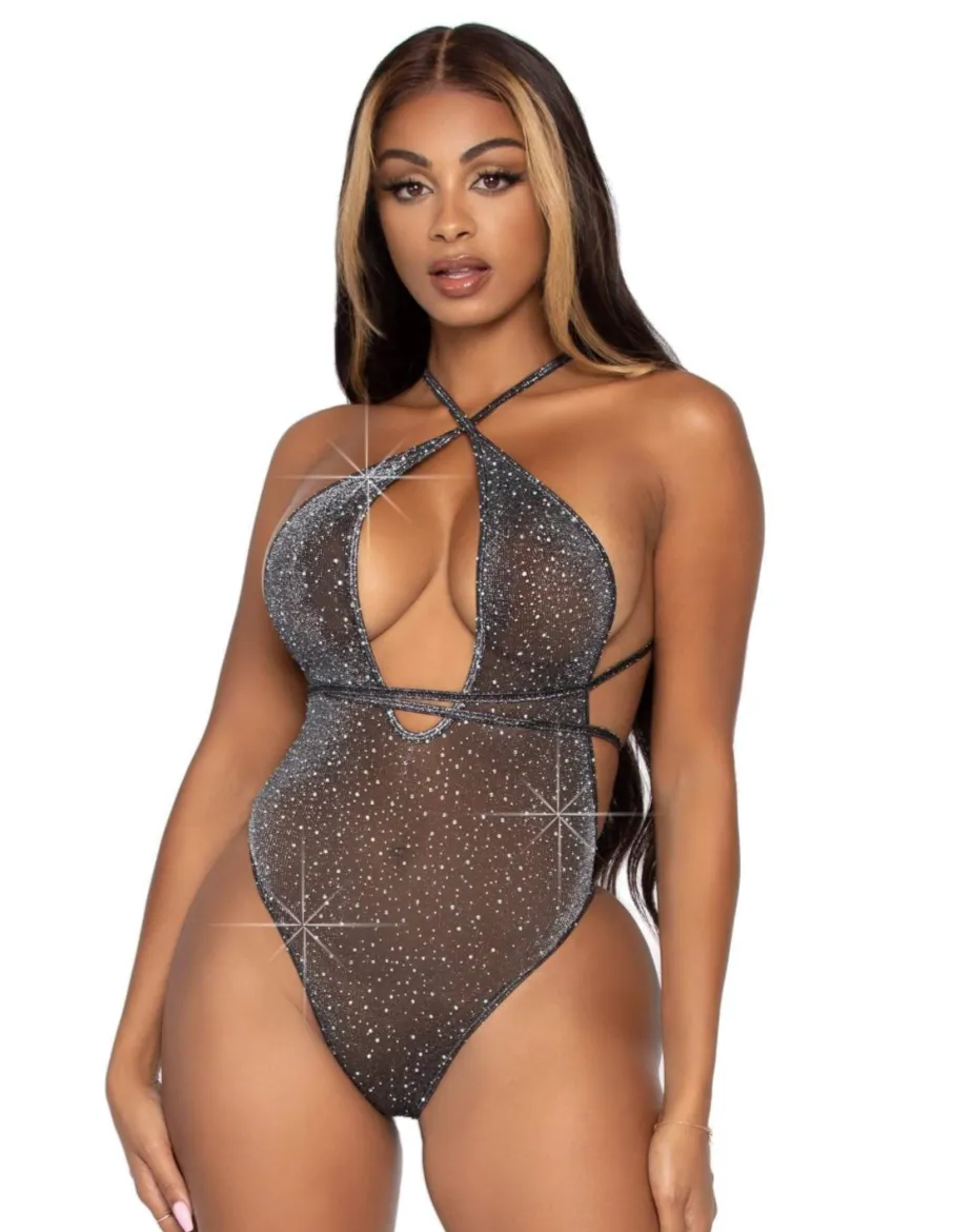 Convertible Plunging Rhinestone Teddy