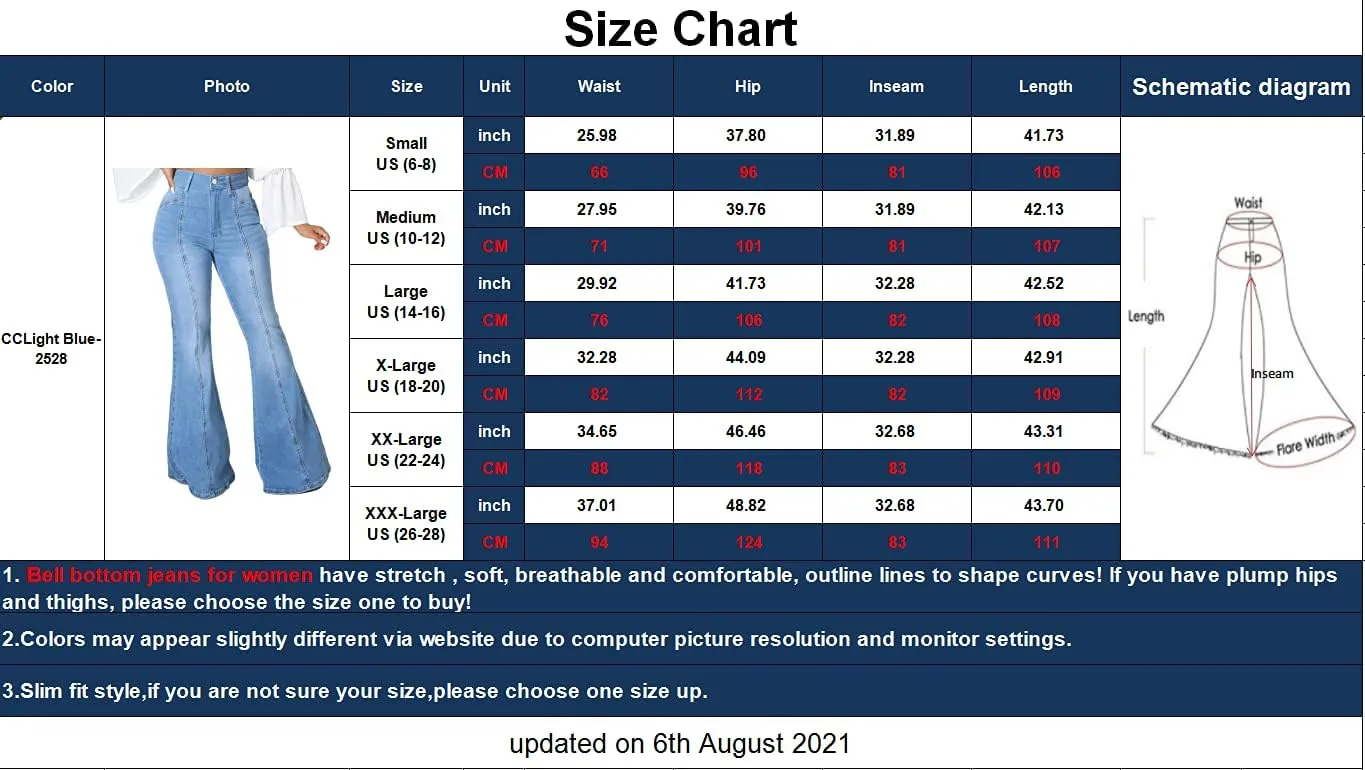 CuteCherry Bell Bottom Jeans for Women Ripped Skinny Bell Bottom Raw Hem Denim Pants