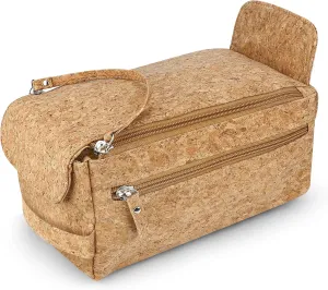 Denali Cork Leather Travel Toiletry Bag for Men Waterproof Compact Dopp Kit with Hanging Design, Compartment and Dual Pockets, Hygiene Bag for Toiletries