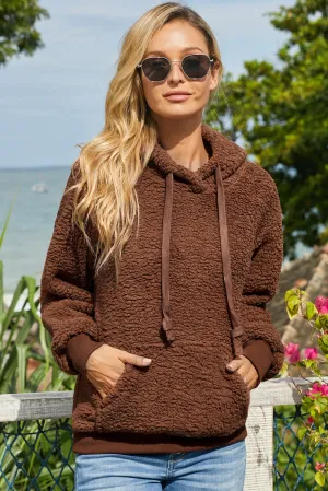 Drawstring Sherpa Hoodie