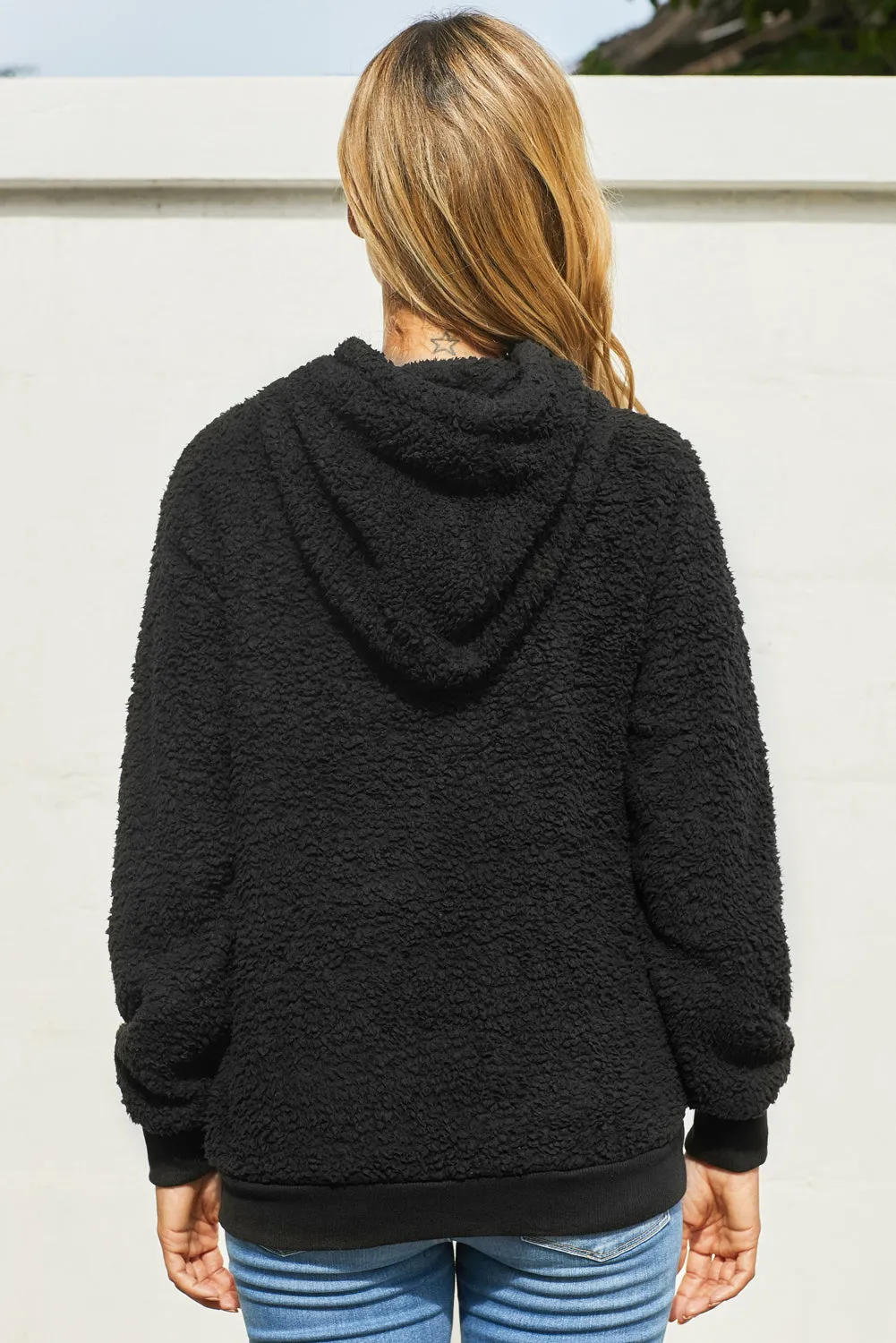Drawstring Sherpa Hoodie