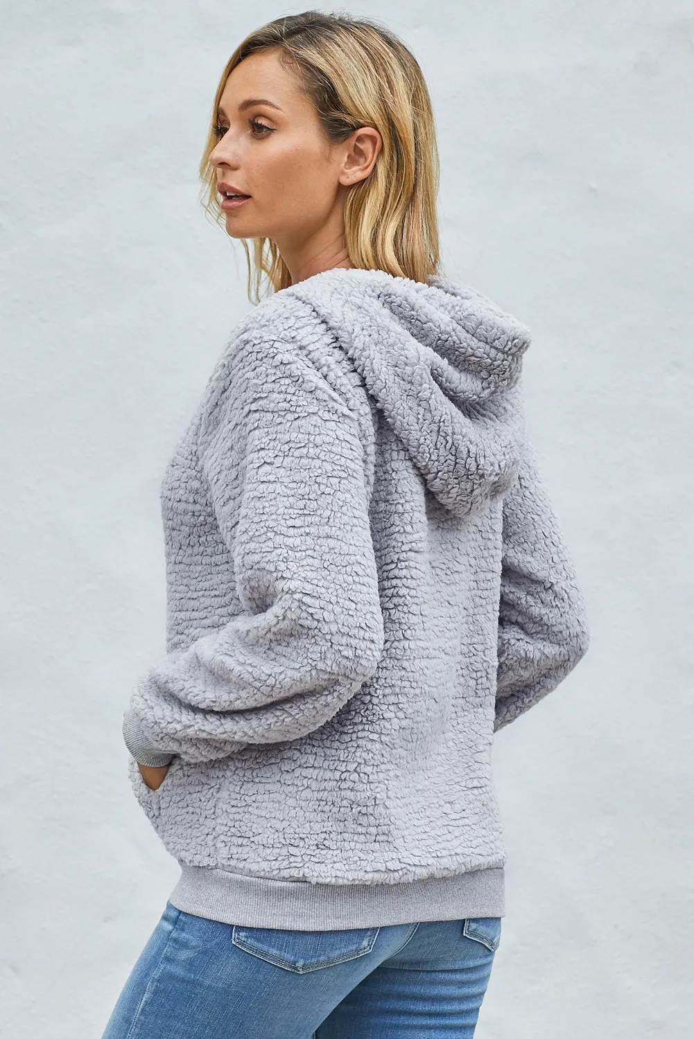 Drawstring Sherpa Hoodie