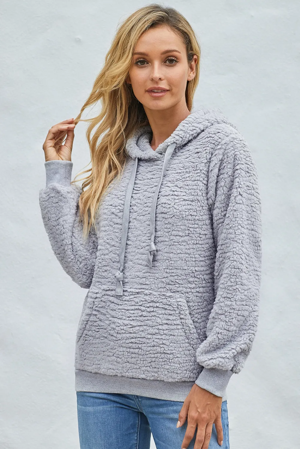 Drawstring Sherpa Hoodie