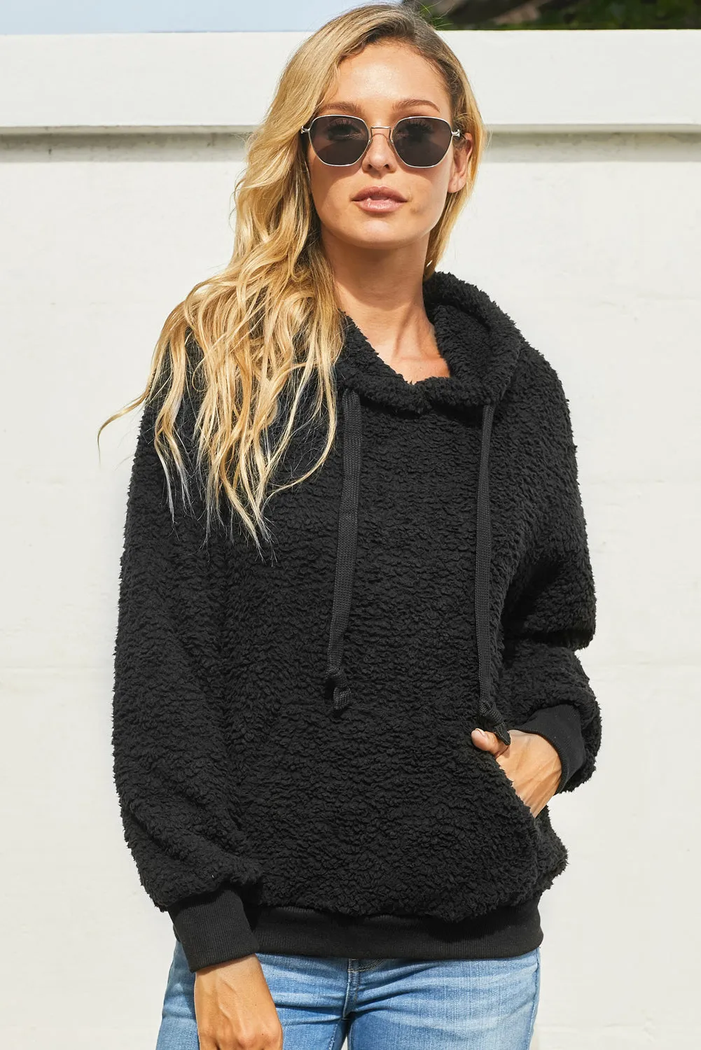 Drawstring Sherpa Hoodie