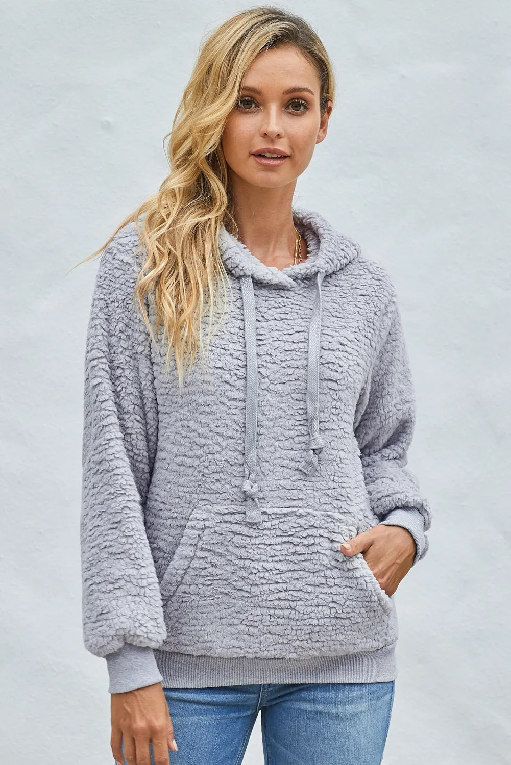 Drawstring Sherpa Hoodie