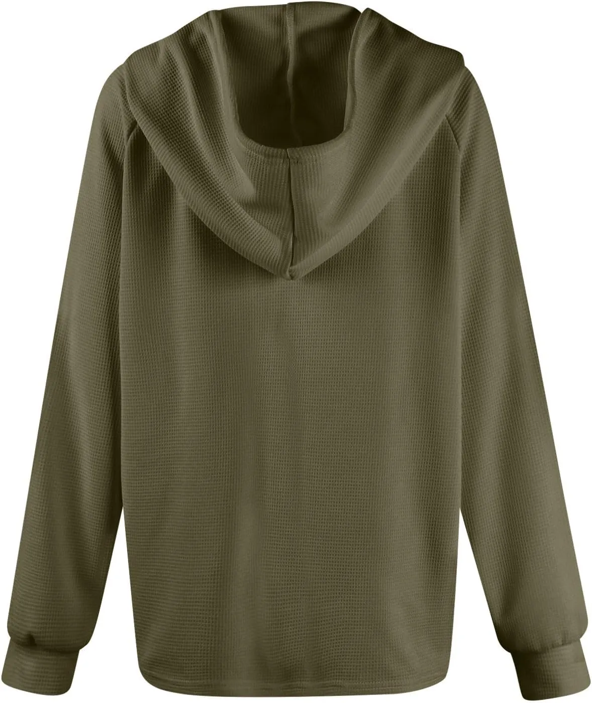 Fall Clothes Women Waffle Knit Button Hoodie Y2K Drawstring Collar Sweatshirt Plus Office Winter Blouses Long Sleeve