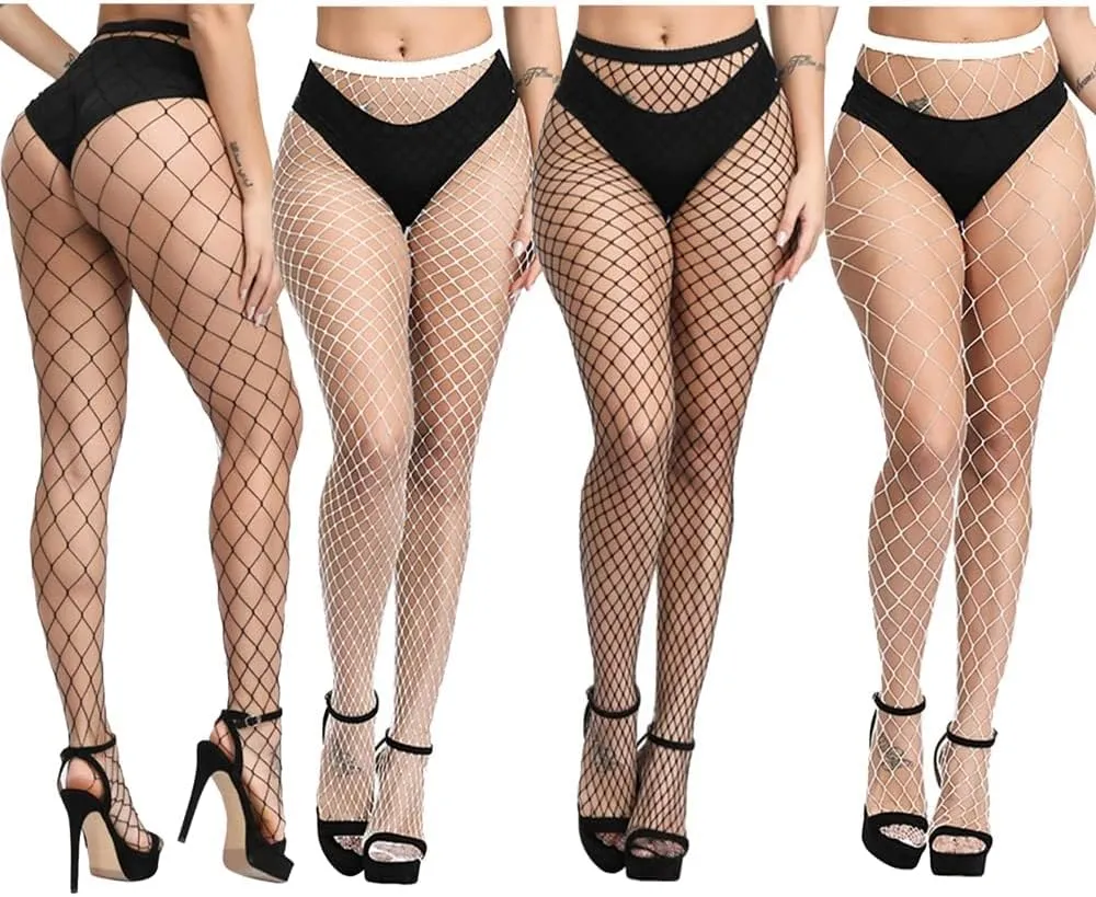 Fishnet Stockings For Women High Waisted Fishnet Tights Sexy Wide Mesh Fishnet Stockings