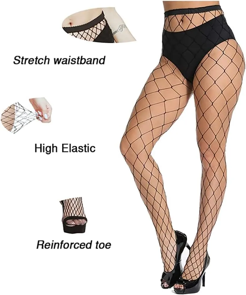 Fishnet Stockings For Women High Waisted Fishnet Tights Sexy Wide Mesh Fishnet Stockings