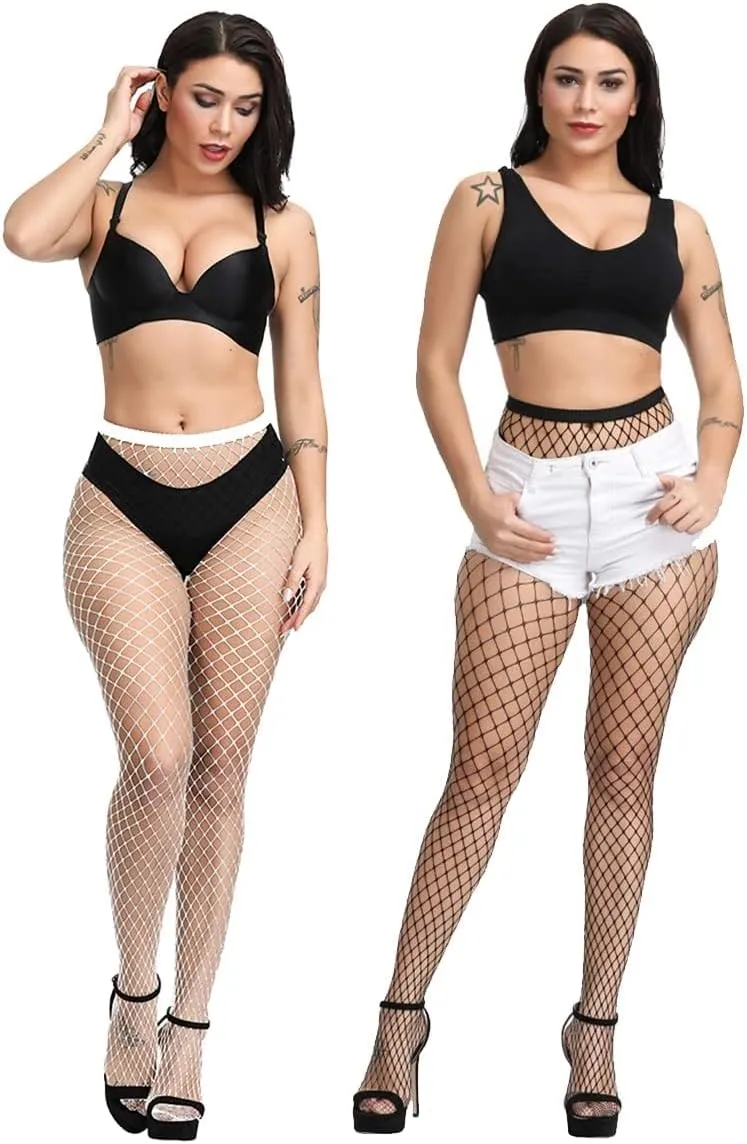 Fishnet Stockings For Women High Waisted Fishnet Tights Sexy Wide Mesh Fishnet Stockings