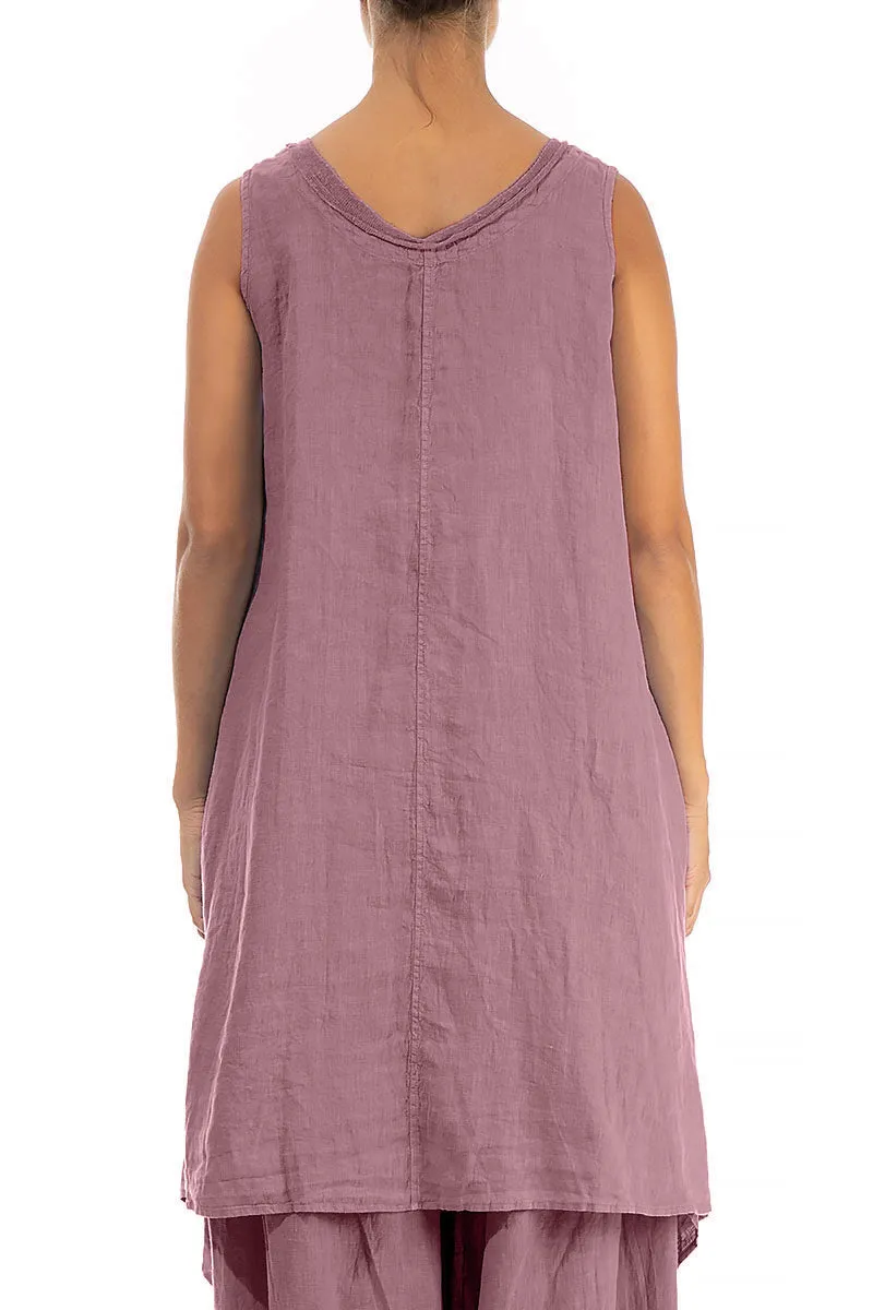 Flared Sleeveless Mauve Taupe Linen Tunic