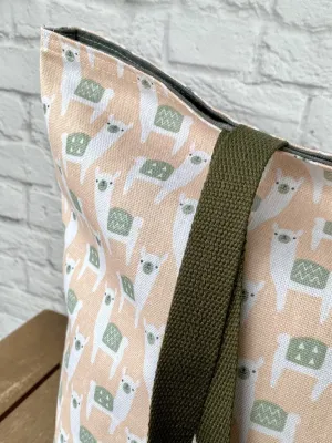 Foldable Travel Tote Grocery Bag Market Shopper Baby Bag Beach Tote Alpaca Llama Print