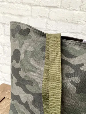 Foldable Travel Tote Grocery Bag Market Shopper Baby Bag Beach Tote Green Camo Print
