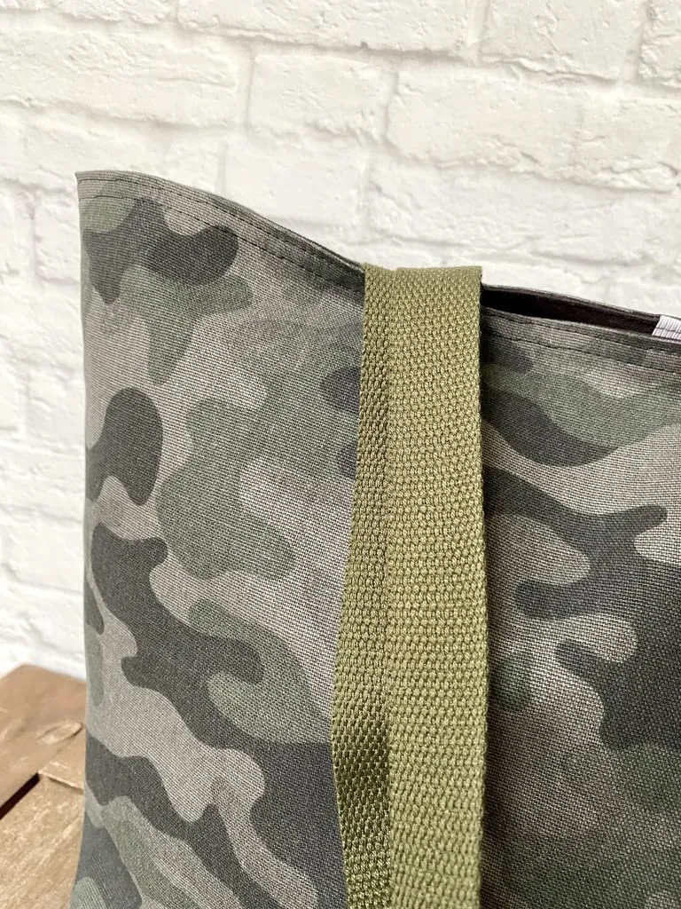 Foldable Travel Tote Grocery Bag Market Shopper Baby Bag Beach Tote Green Camo Print