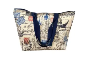 Foldable Travel Tote Grocery Bag Market Shopper Baby Bag Beach Tote Paris Postal Denim Print