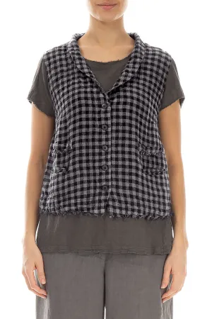 Grey Check Linen Vest
