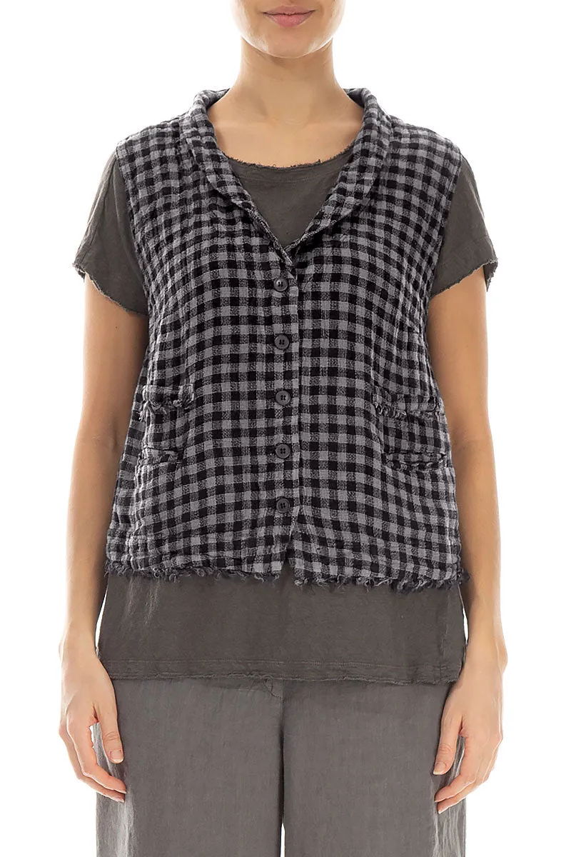 Grey Check Linen Vest