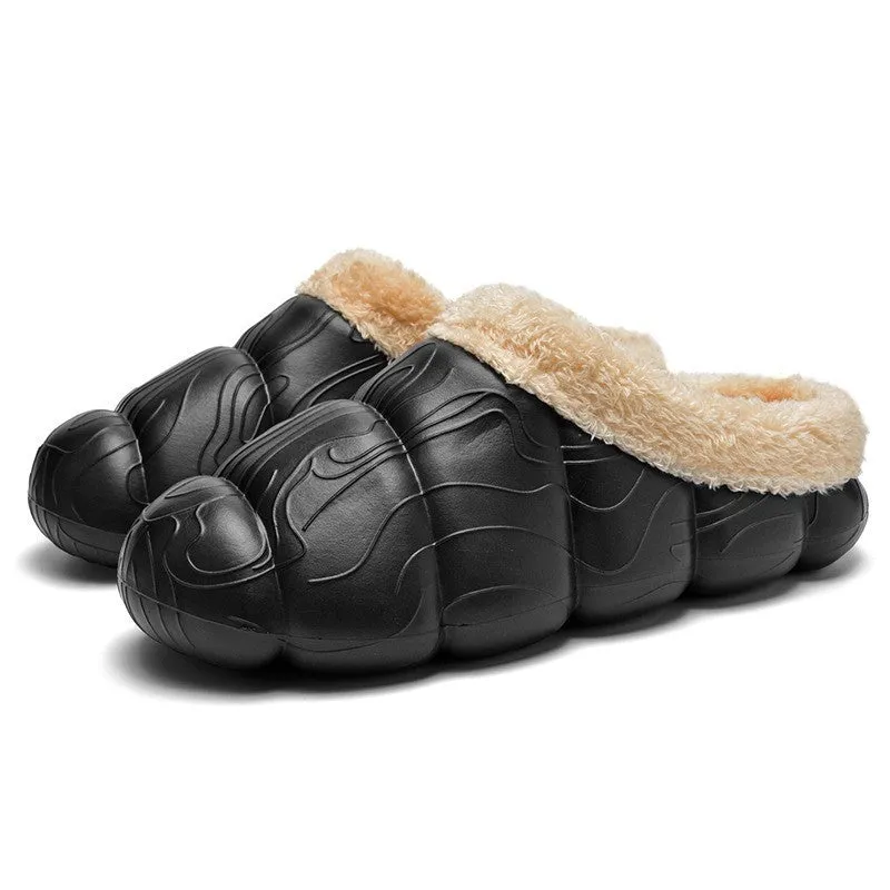 Home Indoor Platform Fleece-lined Contrast Color Cotton Slippers
