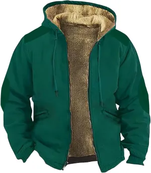 Hoodies for Men Zip Up Sweashirts Flannel Shirt Plaid Zip Up Sherpa Hooded Sweatshirt Warm Winter Coat