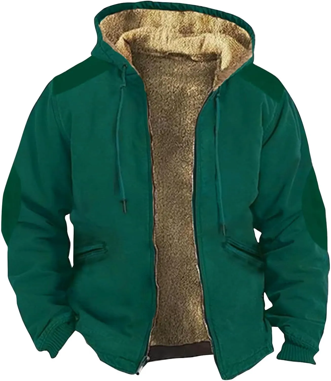 Hoodies for Men Zip Up Sweashirts Flannel Shirt Plaid Zip Up Sherpa Hooded Sweatshirt Warm Winter Coat