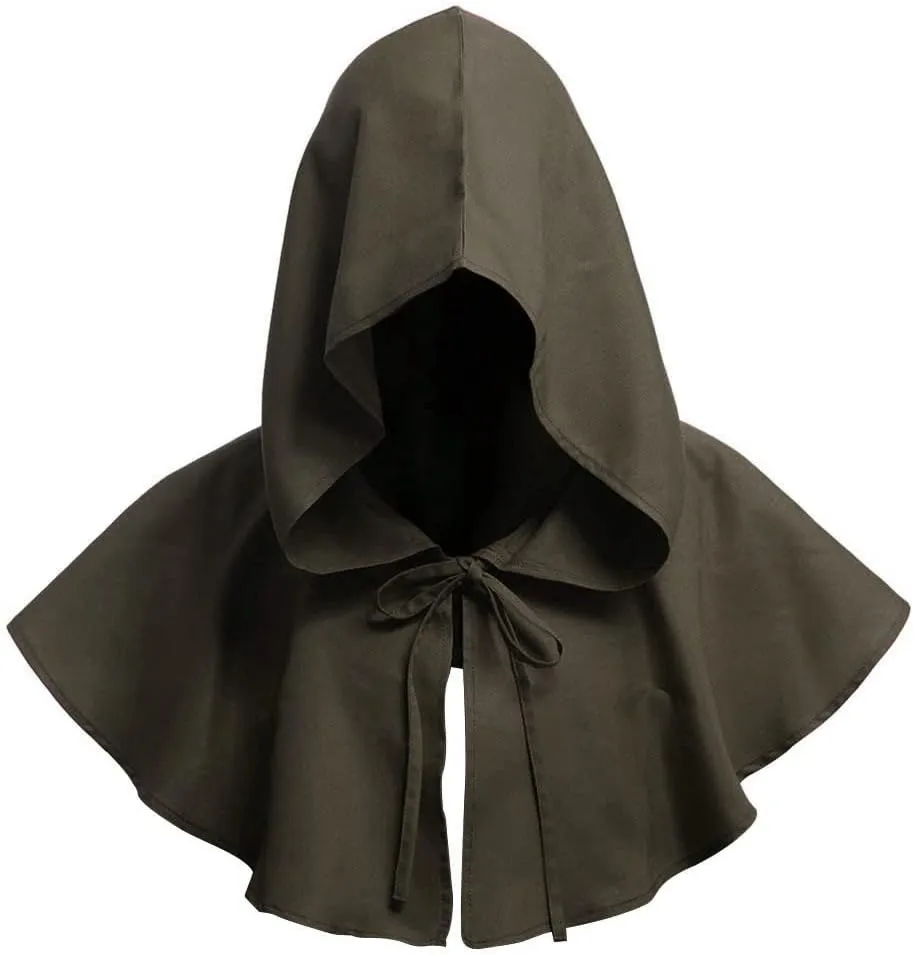 Ibluelover Halloween Grim Cowl Cloak Medieval Cape Gothic Cowl Hat Unisex Cosplay Costumes Hooded Poncho Wicca Pagan Hood Hat