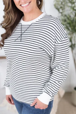 IN PRODUCTION Lola Striped Thermal Top - Black and White