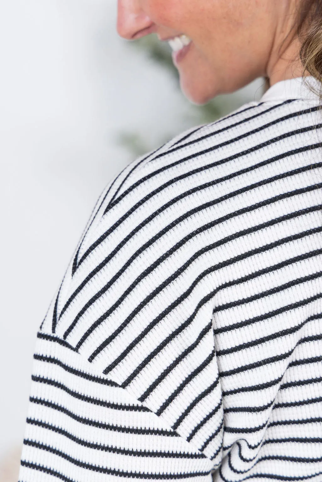 IN PRODUCTION Lola Striped Thermal Top - Black and White